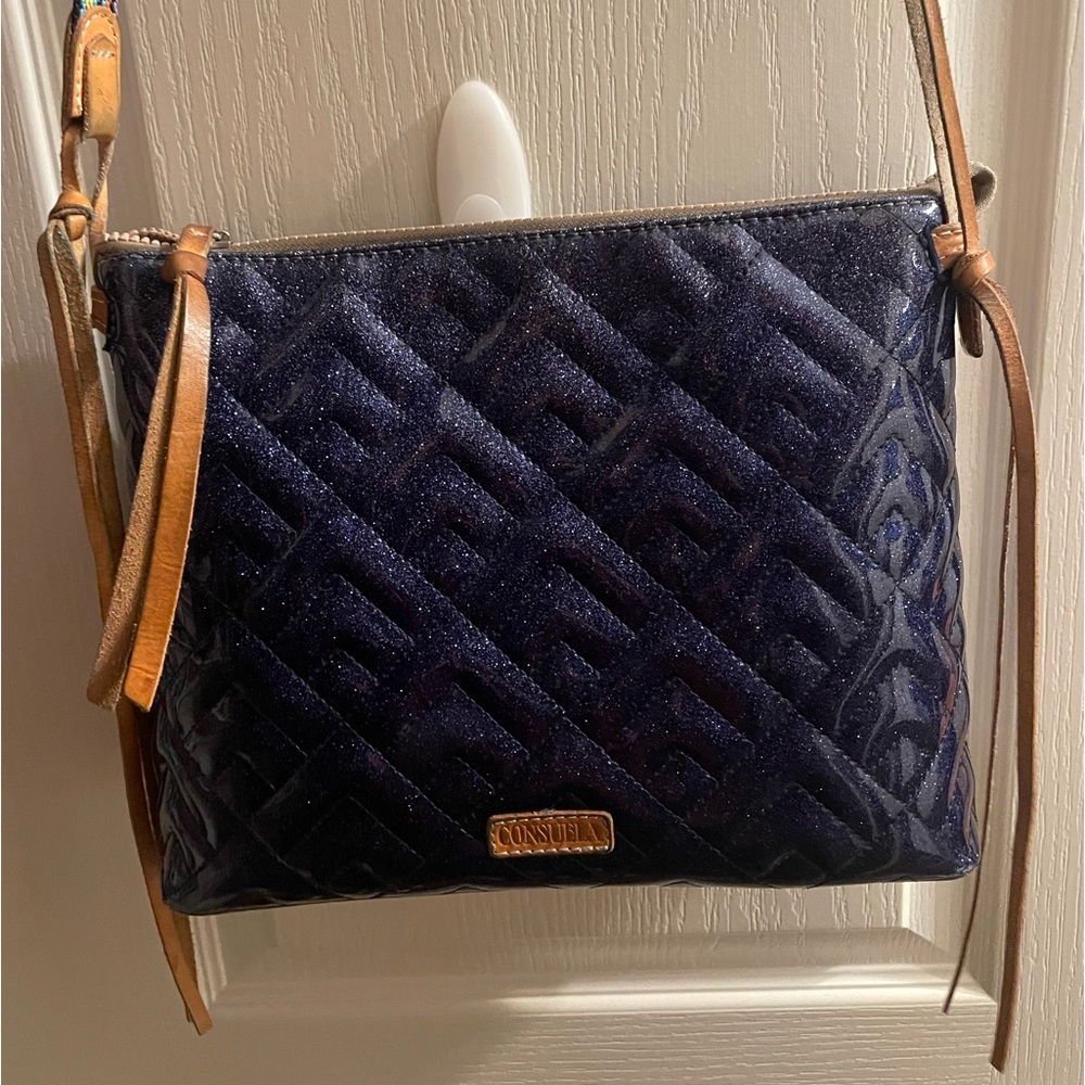 USED Consuela Midnight Blue Glitter Crossbody Bag